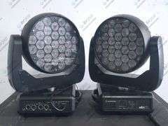 [NEEDS REPAIRS] (4) Ayrton Wildsun 500C Moving LED Head Light w/ Clamps & Safety Cables in Wheeled R