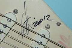 Fender Squire Guitar with Carry Bag and Signatures of Performers from a Tribute Show for Les Paul Se