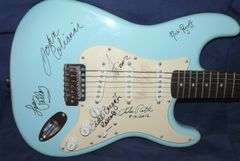 Fender Squire Guitar with Carry Bag and Signatures of Performers from a Tribute Show for Les Paul Se