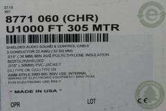 Lot (2) Partial Boxes 1000 Foot Belden 8771 3 Conductor Audio, Control, Instrumention Cable (1 Box A