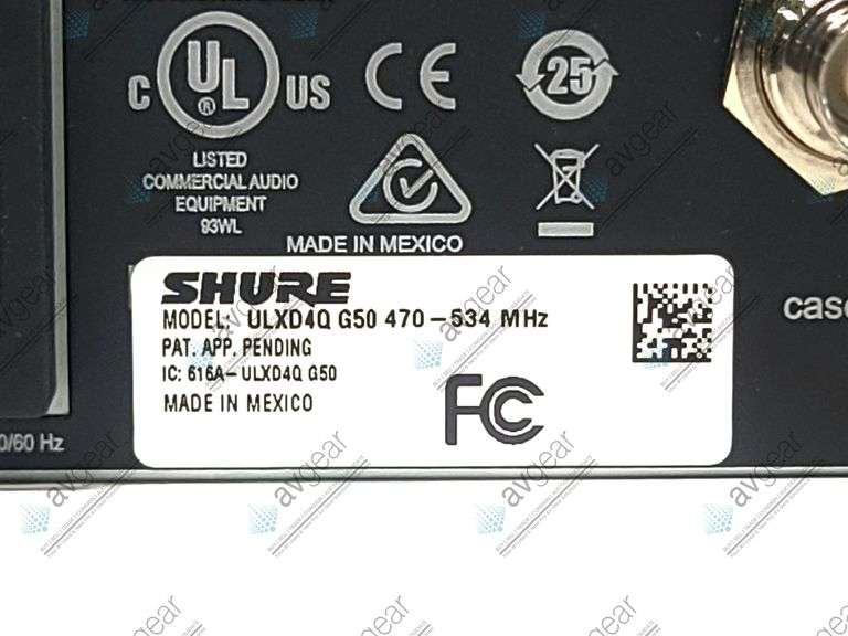 Shure ULXD4Q-G50 Quad Channel Digital Wireless Receiver (470 - 534 MHz)