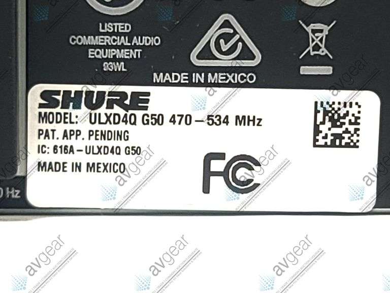 Shure ULXD4Q-G50 Quad Channel Digital Wireless Receiver (470 - 534 MHz)