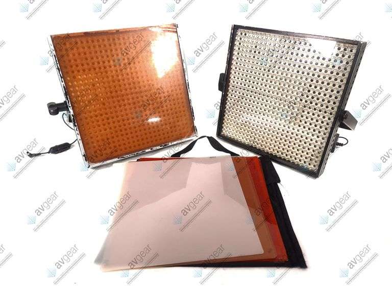 (2) Litepanels 1X1 D-Flood Led Panels w/ Mounting Bracket, PSU, Assorted Color Gel Pack