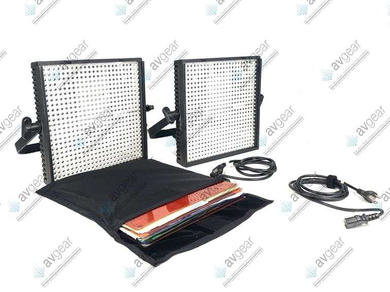 (2) Litepanels LP-1X1 5600K-Flood Led Panels w/ Mounting Bracket, Assorted Color Gel Pack,(2) PSU