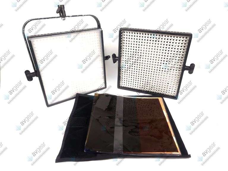 (2) Litepanels LP-1X1 5600K-Flood Led Panels w/ Mounting Bracket, Assorted Color Gel Pack