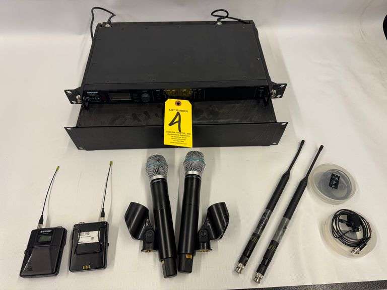 Shure ULXD4D Dual Wireless Receiver,(2) Shure ULXD1 Transmitters, G50 Freq,(2) Shure Beta 87A Mics, 