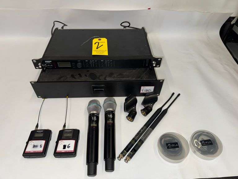 Shure ULXD4D Dual Wireless Receiver,(2) Shure ULXD1 Transmitters, G50 Freq,(2) Shure Beta 87A Mics, 