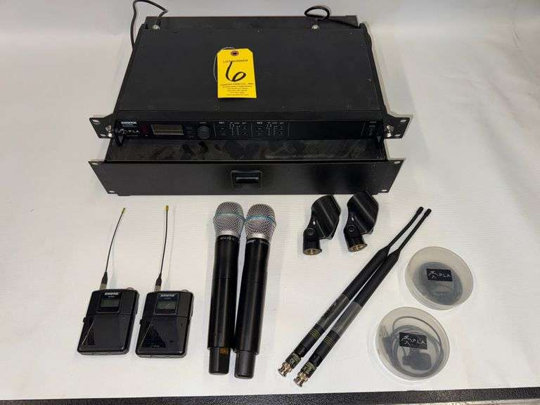 Shure ULXD4D Dual Wireless Receiver,(2) Shure ULXD1 Transmitters, G50 Freq,(2) Shure Beta 87A Mics, 
