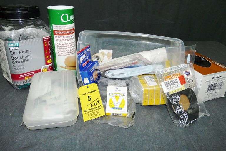 Lot Assorted Ear Plugs; Curad Adhesive Moleskin 9 Inch x 4 Yards Roll (New); Topstick Tape and Other