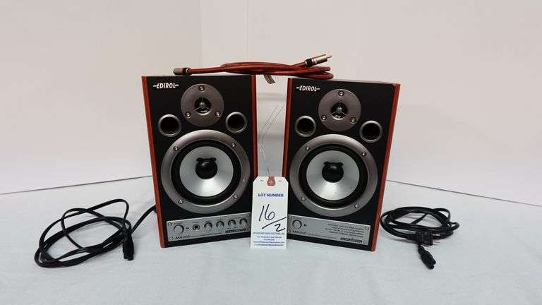 (2) Roland Edirol MA-20D Digital Stereo Speakers (Left and Right) w/Power Cords & RCA Cable