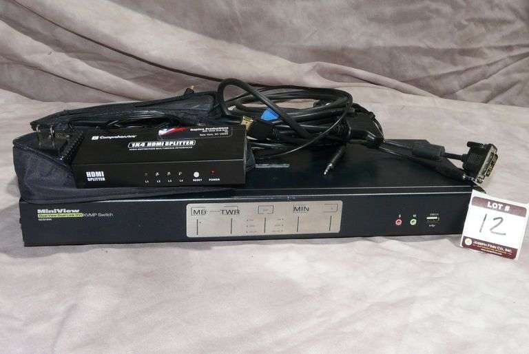 Lot (1) IOGear GCS1644 KVMP Switch with Power Supply and Cables and (1) Comprehensive 1x4 HDMI Split