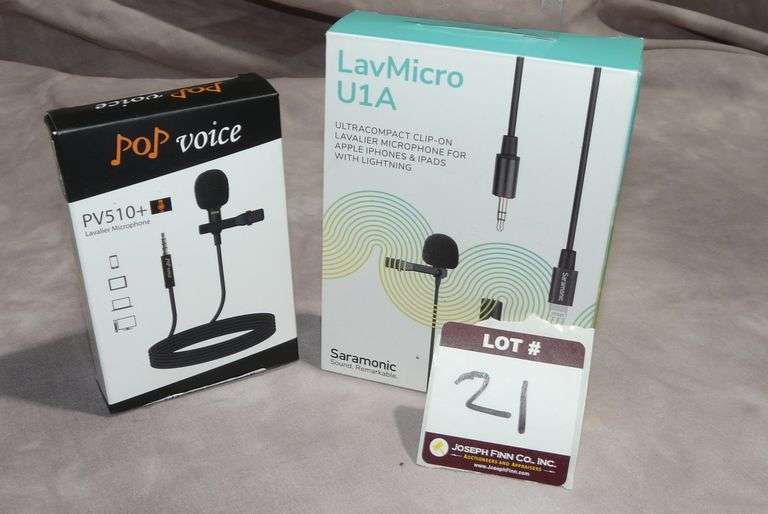 Lot (1) Sarmonic U1A and (1) Pop Voice PV510+ Lavalier Mics (New)