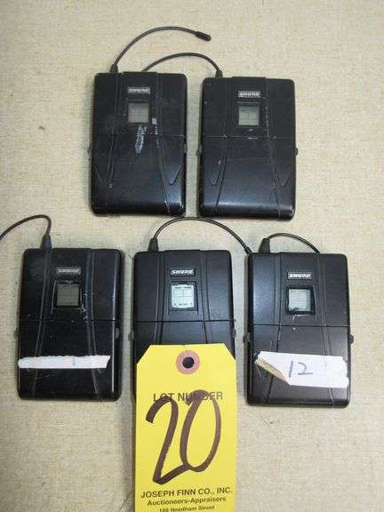 LOT (5) Shure Beltpack Transmitters w/ Antennas: (1) w/ Freq. 782-806 MHz, (4) Freq. N/A - NOT FOR U