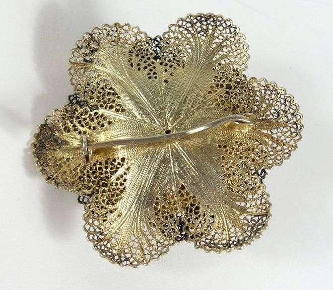 EARLY & VERY FINE VERMEIL FILIGREE BROOCH/PIN