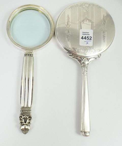 BIRKS STERLING MIRROR, MAGNIFIER