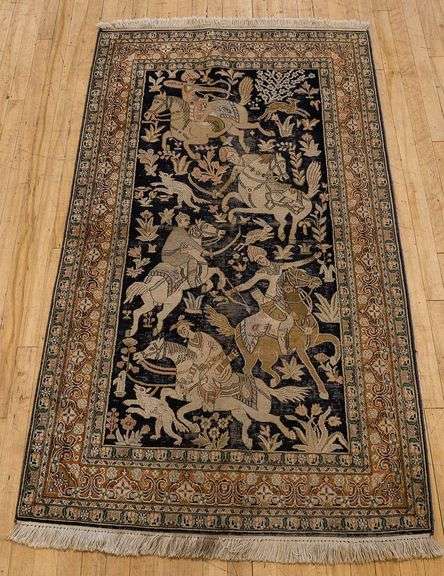 PERSIAN SILK HUNTING RUG