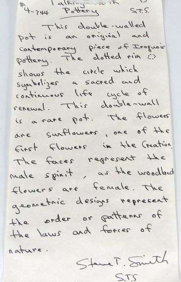 RARE TALKING EARTH POTTERY POT BY STEVE SMITH