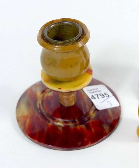 ART DECO BAKELITE CANDLEHOLDERS & CURIO