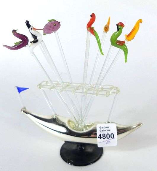 VIENNESE COCKTAIL PICK SET & MURANO GONDOLA