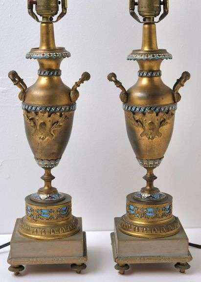 PAIR OF CHAMPLEVE TABLE LAMPS