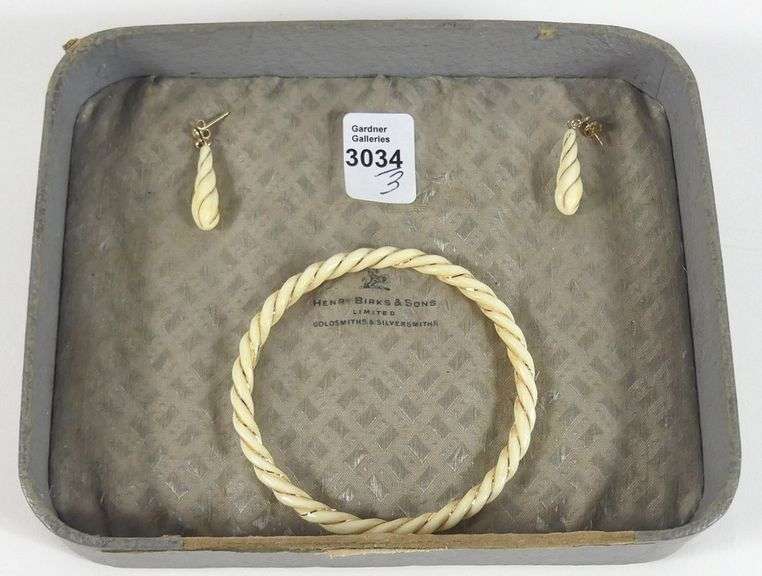 UNIQUE 14K GOLD & GENUINE IVORY SET