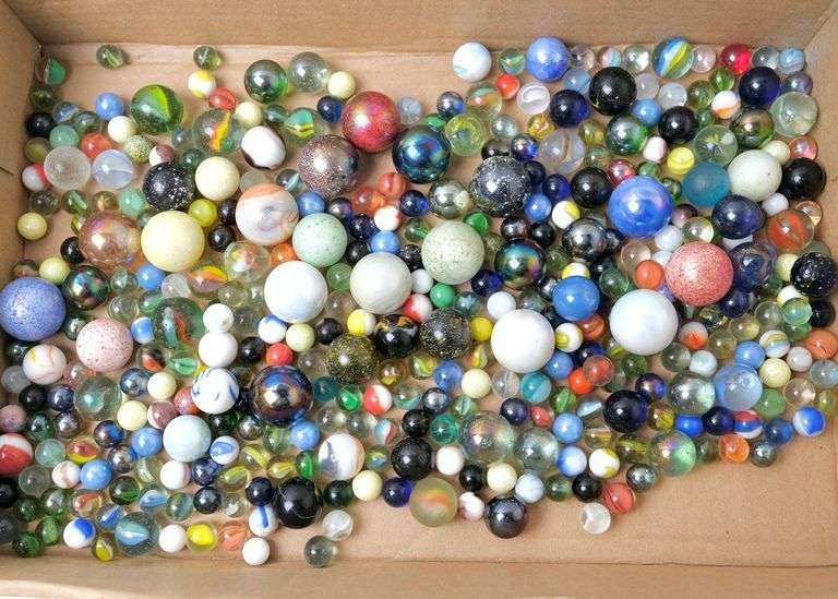 TRAY OF MARBLES