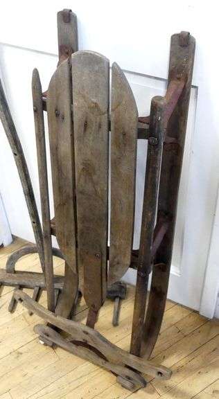 PRIMITIVE HAND TOOLS, WOOD PLANER, SLEIGH, ETC.