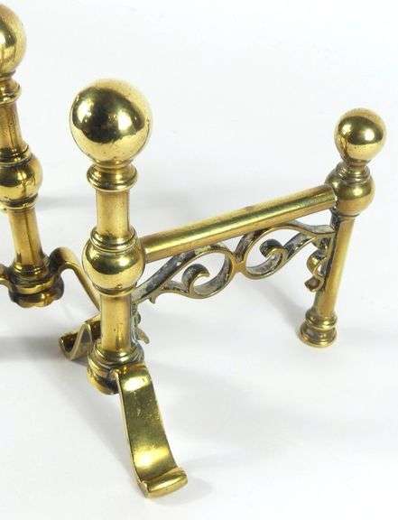 ANTIQUE ENGLISH BRASS ANDIRONS