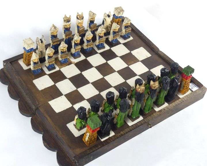 VINTAGE FOLK ART CHESS SET