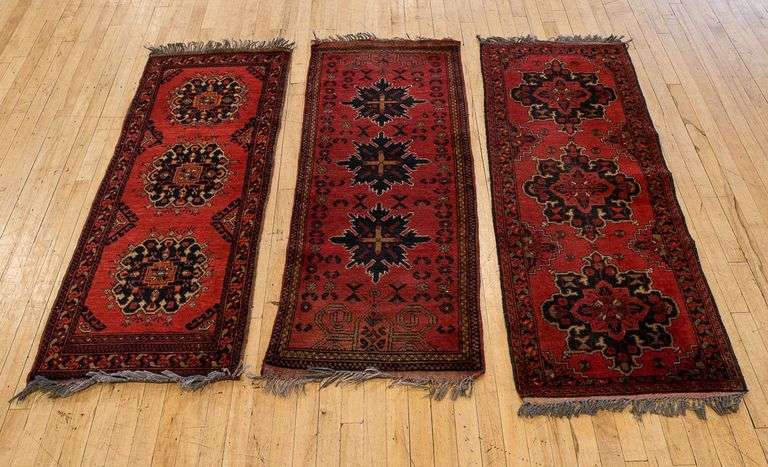 THREE SMALL PERSIAN RUNNERS