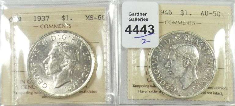 2 GRADED CANADIAN SILVER DOLLARS