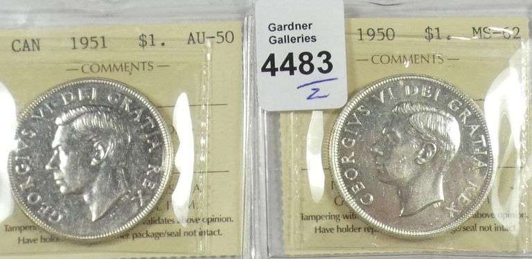 2 GRADED CANADIAN SILVER DOLLARS
