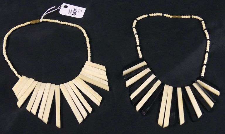 2 VINTAGE BONE NECKLACES