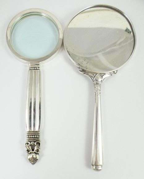 BIRKS STERLING MIRROR, MAGNIFIER