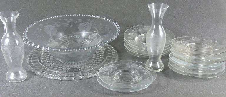 CORNFLOWER GLASS SERVING PIECES