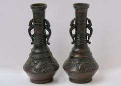 JAPANESE BRONZE VASES