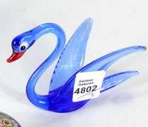 ART GLASS SWANS & PAPERWEIGHT