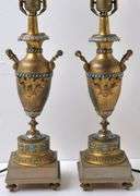 PAIR OF CHAMPLEVE TABLE LAMPS