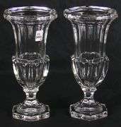 PAIR OF SUPERB CRYSTAL TRUMPET VASES