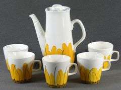 VERA NEUMANN SUNFLOWER PATTERN COFFEE SET