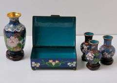 CLOISONNE VASES AND BOX