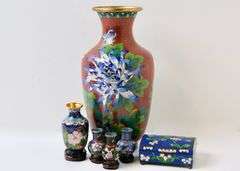 CLOISONNE VASES AND BOX