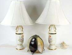 PAIR TABLE LAMPS & LIGHT FIXTURE