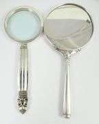 BIRKS STERLING MIRROR, MAGNIFIER