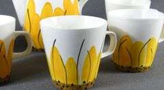 VERA NEUMANN SUNFLOWER PATTERN COFFEE SET