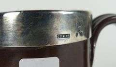 ANTIQUE DOULTON LAMBETH JUG/PITCHER WITH SILVER COLLAR