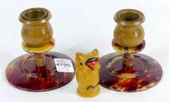 ART DECO BAKELITE CANDLEHOLDERS & CURIO