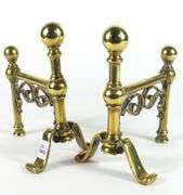ANTIQUE ENGLISH BRASS ANDIRONS
