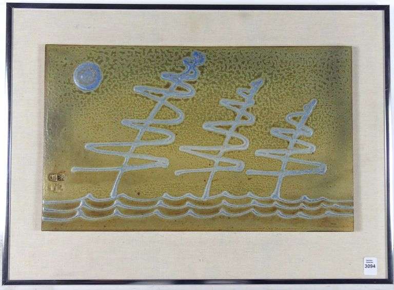 MCM ART POTTERY SIGNED WALL PLAQUE