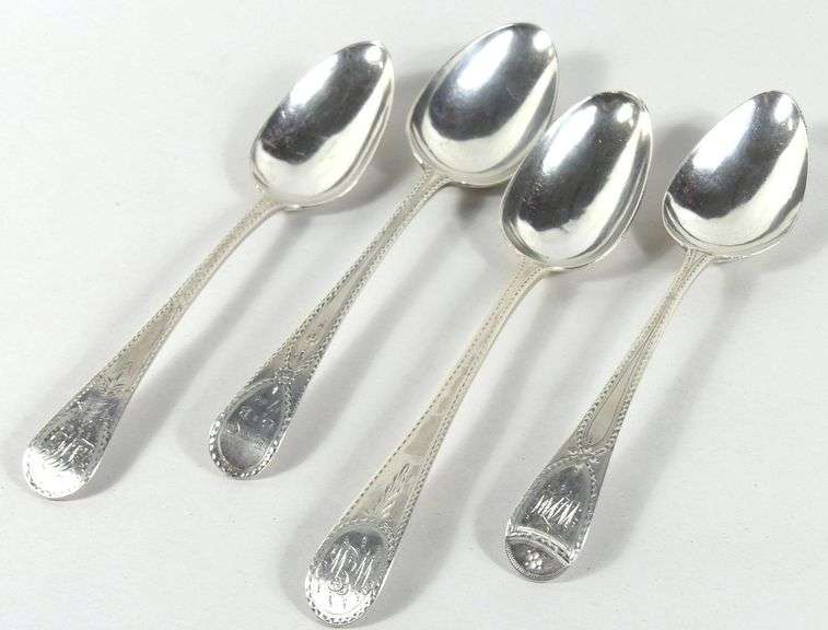 FOUR 18TH CENTURY SILVER SPOONS